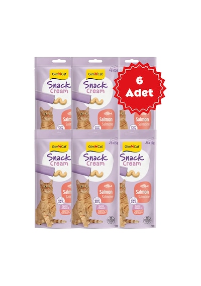 Gimcat Snack Cream Somonlu Kedi Ödülü 6x15gr 6 Adet