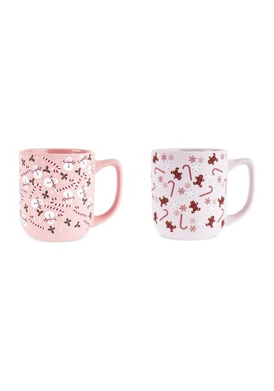 Karaca New Year Yılbaşı Gingerbread Soft Touch 2 Kişilik Kupa Seti 470 Ml Pembe