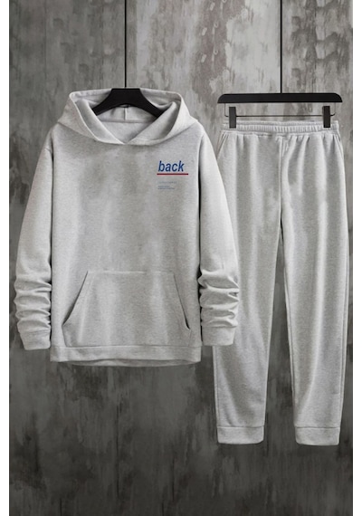 Uyguntarz Unisex Back Sırt Baskılı Eşofman Takımı Gri