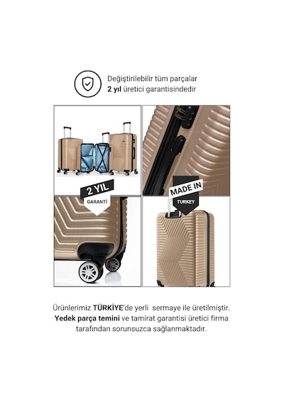 G&d Polo Suitcase Abs 3'lü Gold Lüx Valiz Seyahat Seti 600.06-set Altın