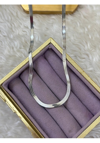 Premium Gümüş Renk 60 Cm İtalyan Model Şık Kadın 316l Çelik Kolye
