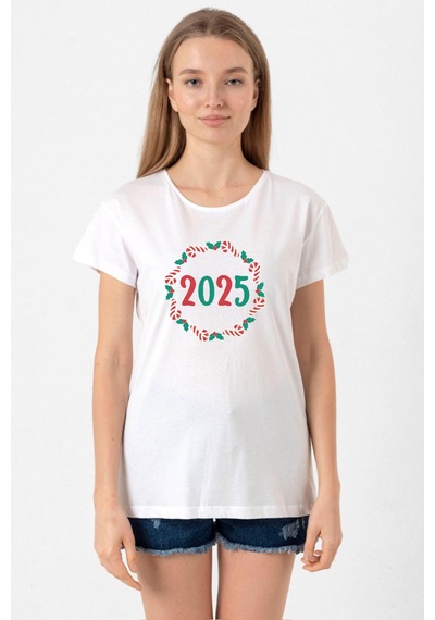 Christmas Holiday Wreath Beyaz Kadın Bisikletyaka Tshirt Beyaz