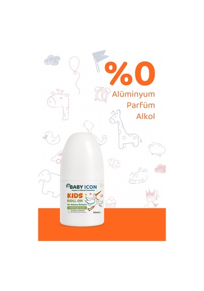 Baby İcon %100 Doğal Organik Vegan Çocuk Roll On Ter Kokusu Önleyici Leke Bırakmayan 50 Ml Termal Su Katkılı