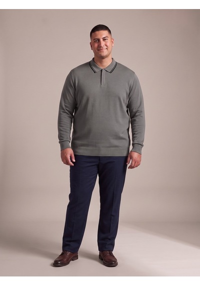 Maccali Erkek Füme Büyük Beden Gizli Fermuarlı Polo Yaka Triko Sweatshirt Maccali Erkek Füme Büyük Beden Gizli Fermuarlı Polo Yaka Triko Sweatshirt