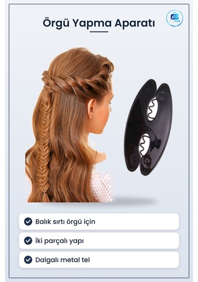Saç Ayırma Aleti Balık Sırtı Örgü Yapma Aparatı Pratik Kolay Şeki çok renkli