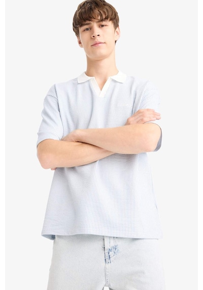 Defacto Dokulu Boxy Fit Polo Tişört F8351AX25AU