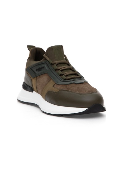 Cacharel Haki %100 Deri Sneaker Ayakkabı Yesıl