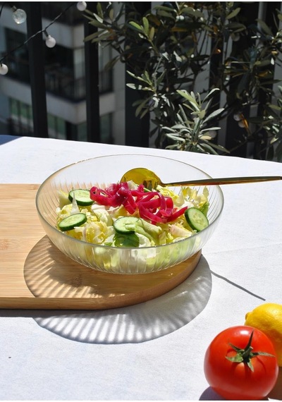 Tr 1 Adet Cam Şeffaf 20 Cm Salata Kasesi Orta Boy Salata Tabağı Kase 20 Cm, Beyaz Diğer