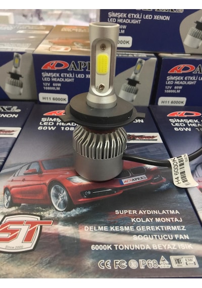 H4 Uzun Kısa Apexi 10800 Lümen Şimşek Etkili Beyaz Apex Led Zenon