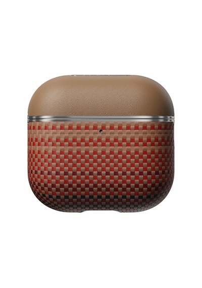 Apple Uyumlu AirPods Pro 2 Kılıf Aramid Fiber Pitaka Tactile Woven Sunset-moonrise Serisi Sunset Kapak Kahverengi