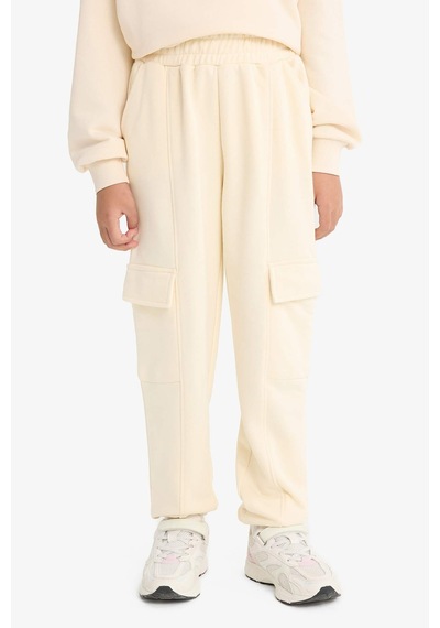 Defacto Kız Çocuk Beli Lastikli Kargo Jogger Eşofman Altı E6928a825auer134 Ekru