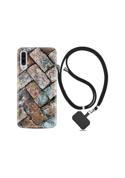 Samsung Uyumlu Galaxy A50 Kılıf Ipli Askılı Retro Stone 1324
