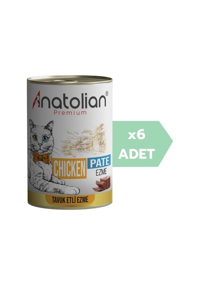 Anatolian Premium Adult Chicken Pate Tavuklu Ezme Yetişkin Kedi Konservesi 6 x 400 G