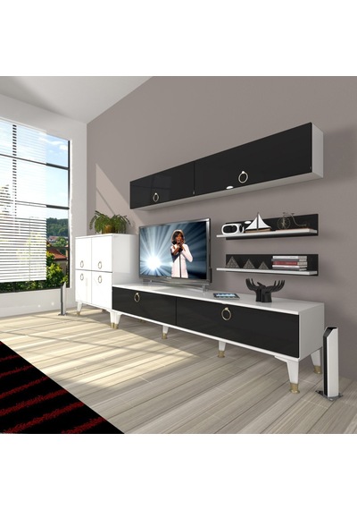 Decoraktiv Eko 6y Mdf Std Gold Tv Ünitesi Tv Sehpası Beyaz - Siyah