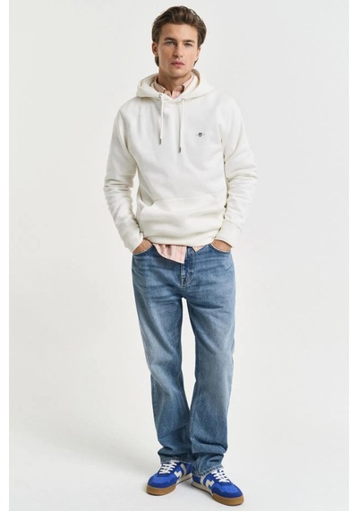 Gant Erkek Krem Regular Fit Kapüşonlu Sweatshirt-11124 Krem