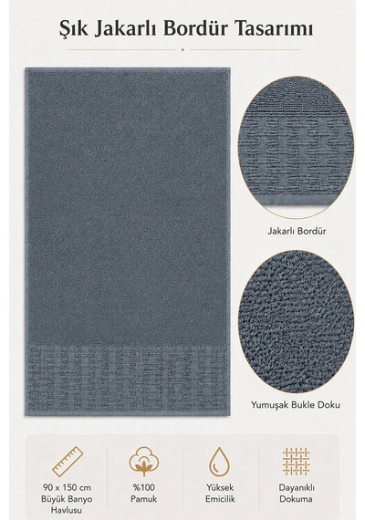 Banyo Havlusu %100 Pamuk 90x150 Cm Linea Collection 650 Gr İndigo