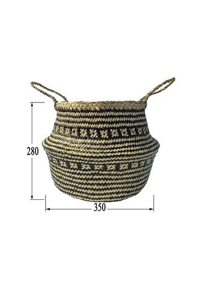 Koçtaş Siyah Desenli Hasır Sepet 35 x 35 x 28 Bej