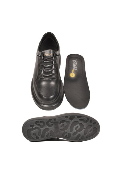 Voyager Siyah Hakiki Deri Erkek Sneaker Memory Taban Premium Casual Ayakkabı M704-1 M