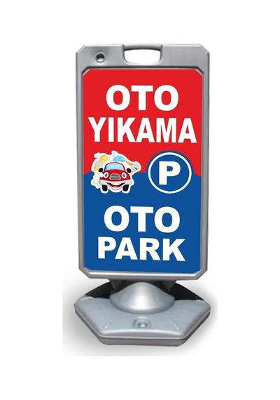 Oto 2'si Bir Arada Reklam Ve Yönlendirme Uyari Dubasi A Tabela Gri