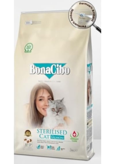 Bonacibo Adult Cat Sterilised Somonlu Kısırlaştırılmış Kediler İçin Somonlu Yetişkin Kedi Maması 5 Kg