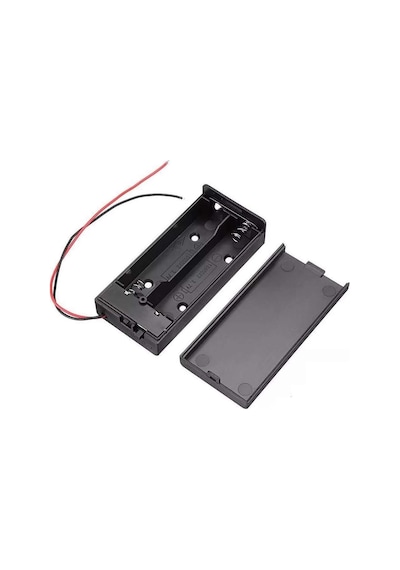 18650 2li Pil Kutusu On/Off Anahtar 15cm Kablolu 2 Adet Seri Lion DC 7.4V Kapaklı Batarya Yuvası