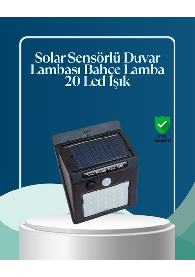 Sensörlü 20 Led Solar Duvar Lambası 3 Metre Algılama Mesafesi Çr
