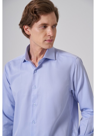 Morven Erkek Mavi Polyester Trend Slim Fit Tam İtalyan Yaka Gömlek 26mc004044300 Mavi