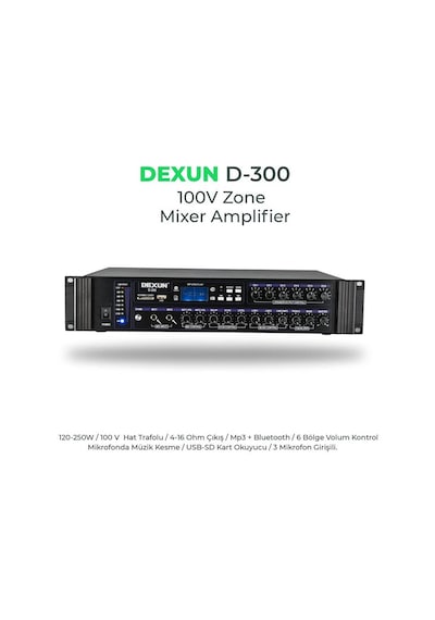 Dexun D-300 6 Bölgeli 250Watt Hat Trafolu Mixer Amfi
