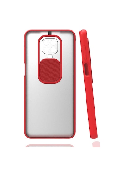 Kilifone - Xiaomi Uyumlu Redmi Note 9s - Kılıf Slayt Sürgülü Arkası Buzlu Lensi Kapak - Kırmızı