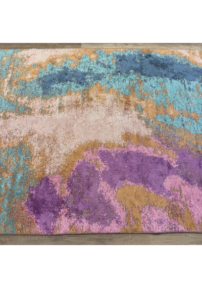 Hoom Rugs Arkaik Plz 01 Eflatun Etnik Renkli Vintage Makine Halısı Çok Renkli