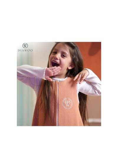 Diawoo Cocoon Walker 4 Mevsim Merino Uyku Tulumu,%100 Merino-org. Pamuk,2-7 Yaş Turuncu Turuncu