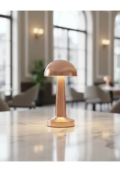 Şarjlı Led Masa Lambası 3 Kademe Dokunmatik Bronz Modern Tasarım 42365827