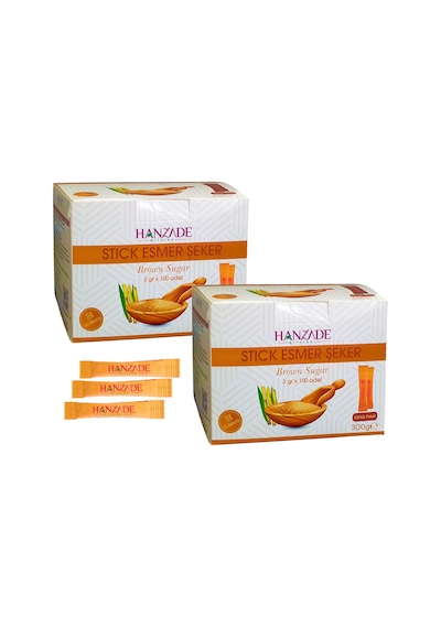 Hanzade Bitkisel Stick Esmer Şeker 100 Sticks 2 x 300 G