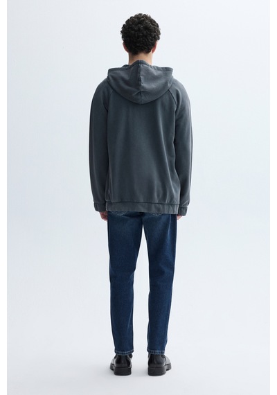 Mudo Erkek Erkek Antrasit Loose Fit Fermuarlı Kapüşonlu Sweatshirt 1264193