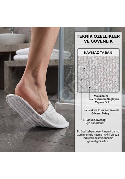 Gerçek Kaymaz Tabanlı Spa Terliği Önü Açık - 100 Adet