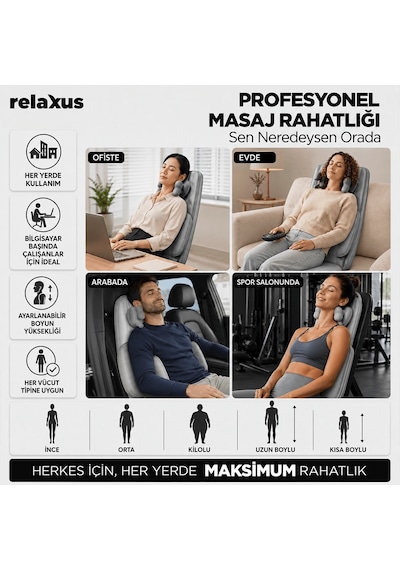 Rlx50 3d Shiatsu Masaj Koltuğu Isıtmalı, Titreşimli, Masaj Cihazı Gri