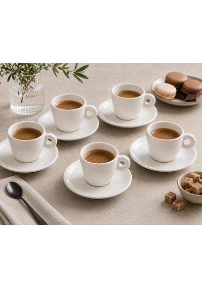 Porselen Espresso Fincanı, 70 Cc, 6'li Set Çok Renkli