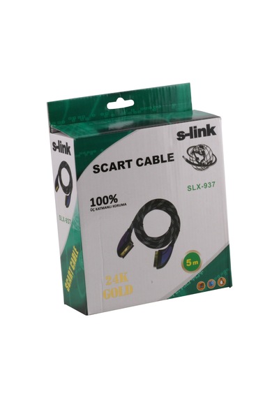 S-Link Slx-937 Scart To Scart 5Mt Gold Kılıflı Kablo