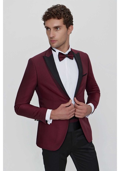 Morven Erkek Koyu Bordo Bolonya Ceremonia Damatlık Smokin 21mc055004752 Koyu Bordo