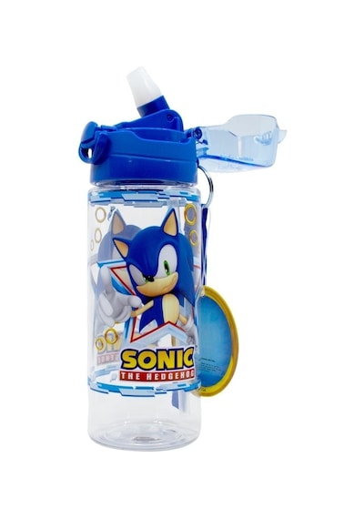 Wiggle 500ml Sonic The Hedgehog Pipetli Askılı Kilitlenebilir Su Matarası Lacivert2