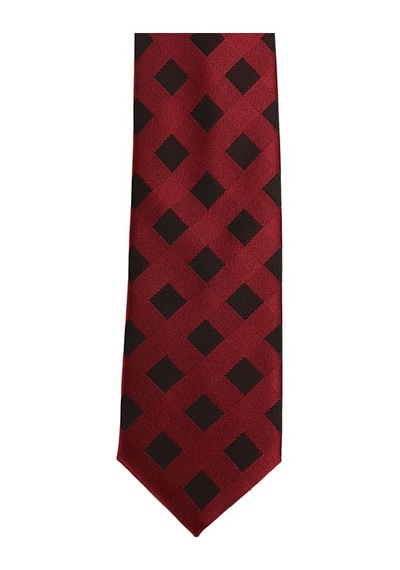 Brianze Siyah Kareli Bordo Slim Kravat SKS-3 Bordo - Siyah
