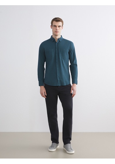 Lcwaıkıkı Classic Yeşil Regular Fit Uzun Kollu Gabardin Erkek Gömlek