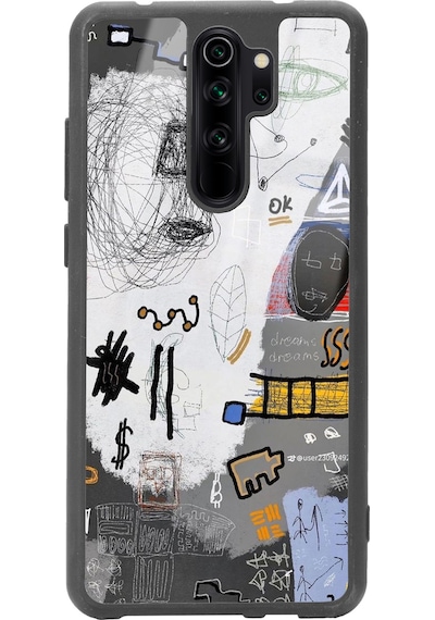 Xiaomi Redmi Note 8 Pro Matematik Tahtası Tasarımlı Glossy Telefon Kılıfı Siyah