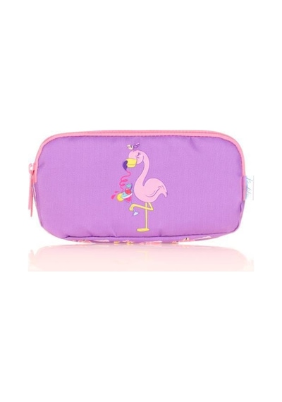 Kaukko Kids 3 Bölmeli Kalem Çantası Aynalı-taşlı Flamingo Lila L8137