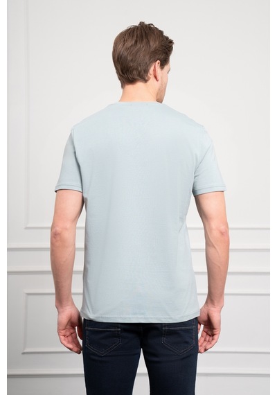 Erkek İndigo Basic Bisiklet Yaka Dynamic Fit Pamuk T-shirt 25yc018004308 İndigo İndigo