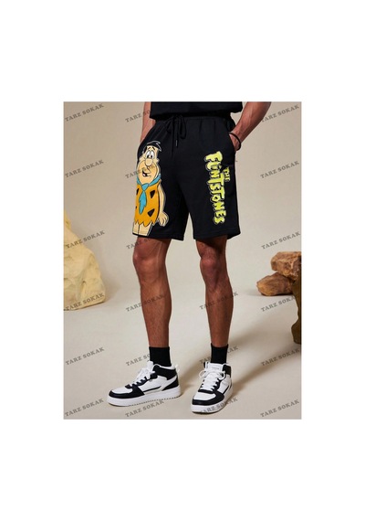 Tarzsokak Y2k Unisex Yaz Şort Bermuda Harajuka Anime Retro Kod-11456 Siyah