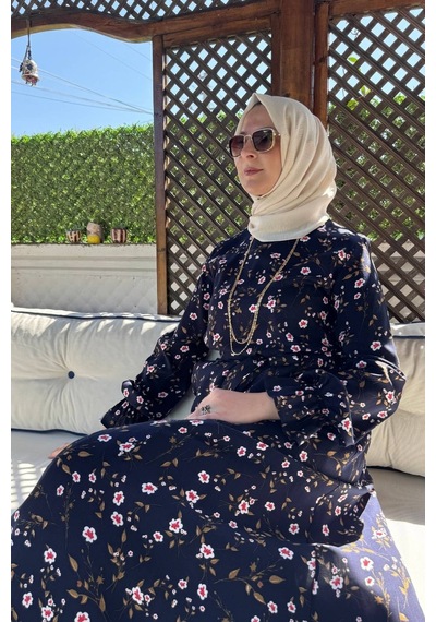 Rabia Şamlı Bihter Lacivert Elbise Normal
