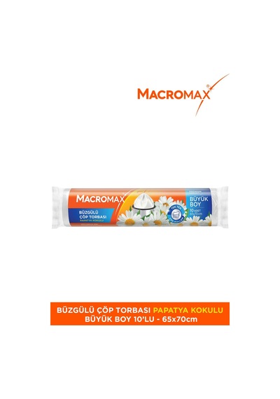 Büzgülü Çöp Torbası Büyük Boy 65x70cm Papatya Kokulu 10 Adet Süper Ekonomik Paket