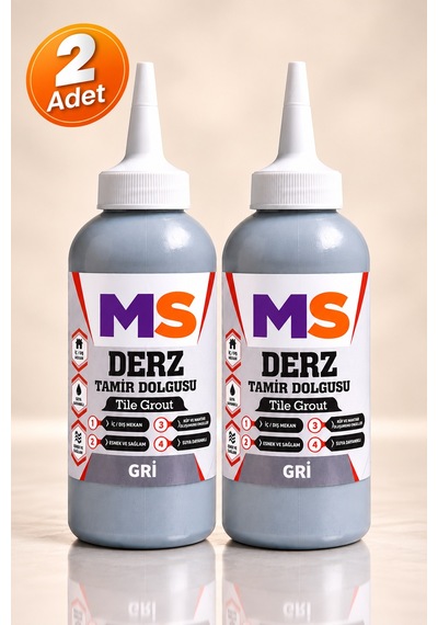 2 Adet Gri Renk Hazır Derz Arası Tamir Dolgusu 220 Gr Fayans Seramik Yenileyici Yenileme Dolgu