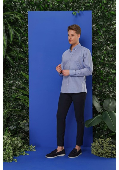 Efor Gk 678 Slim Fit Koyu Mavi Klasik Gömlek Koyu Mavi
